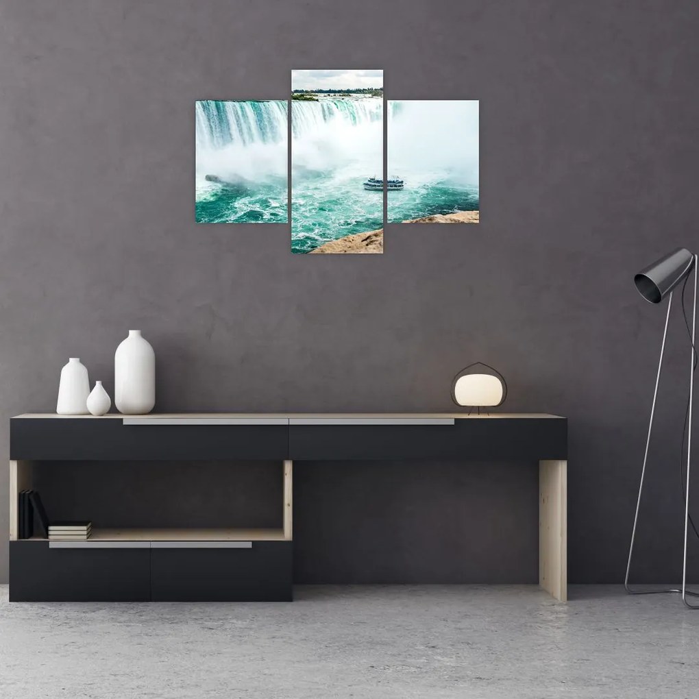 Tablou cu cascadele și corabie (90x60 cm)