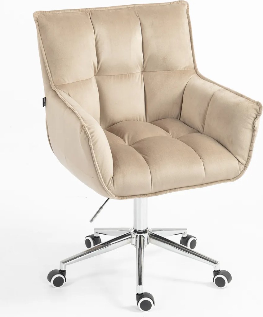 HR560K Scaun Catifea Latte cu Bază Cromata