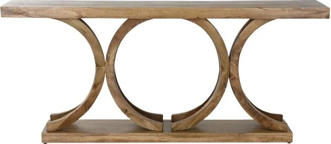 Consolă natur din lemn de mango cu design circular, „Moon"