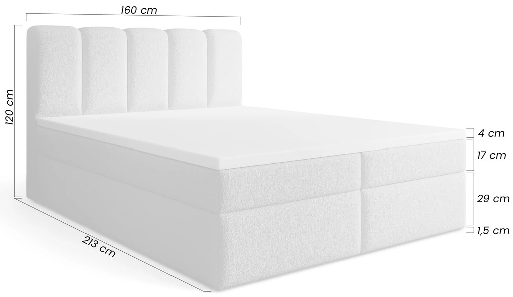 Pat continental Tenor 160x200 cu spațiu de depozitare - bouclé bej Quelle 05