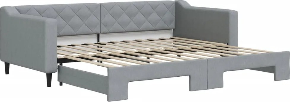 vidaXL Pat de zi cu extensie, gri deschis, 90x200 cm, textil