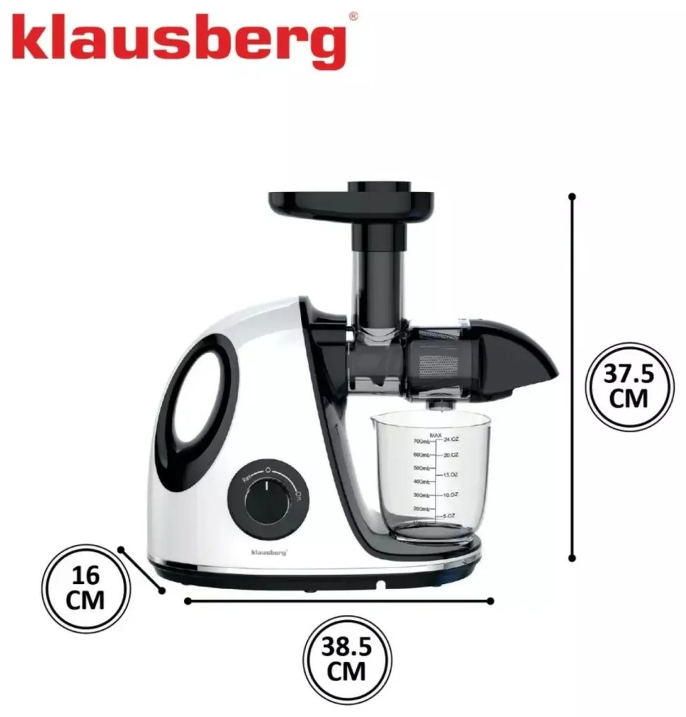 Storcator de fructe cu rotație lentă Klausberg KB7864, alb