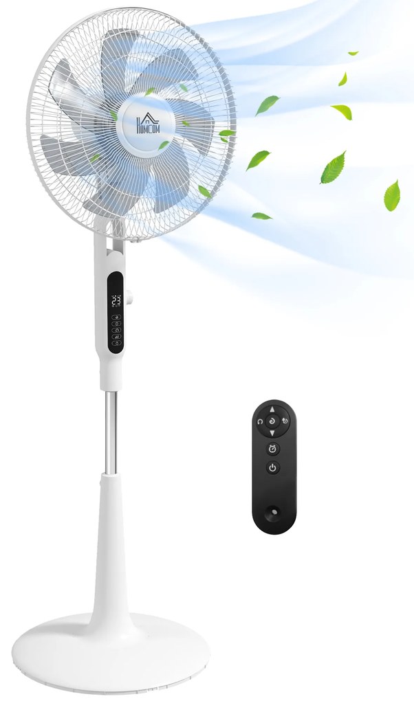 HOMCOM Ventilator de Podea cu Telecomandă Oscilant 28 Viteze 3 Moduri Temporizator și Funcție Antimosquitos Alb | Aosom Romania