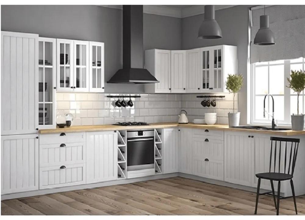 Zondo Dulap inferior de bucătărie pentru frigider încorporat D60ZL Provense (Alb + sosna andersen) (S). 1015170