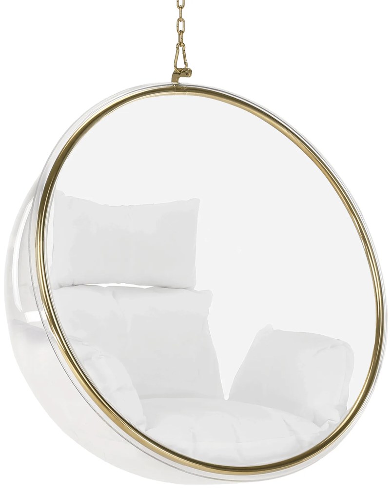 Scaun suspendat, transparent/ auriu/ alb, BUBBLE NEW TIP 1