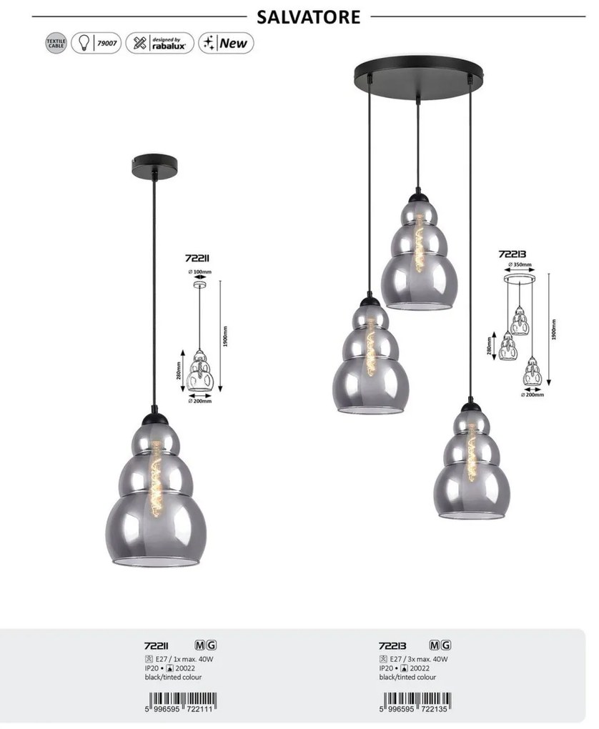 Lustra, Pendul design modern Salvatore