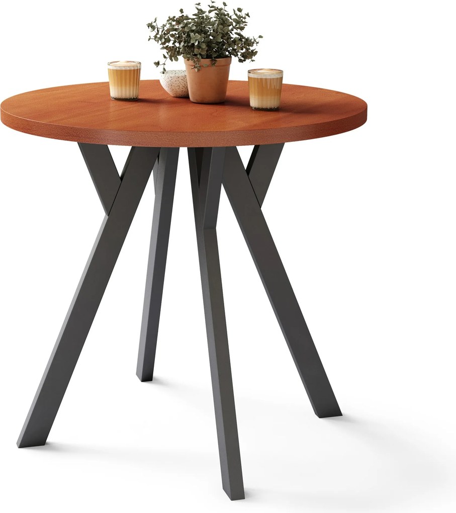 Mazzoni ALMO 80 Calvados/picioare negre - MASĂ ROTUNDĂ CU PICIOARE Y LOFT/INDUSTRIAL PENTRU BUCĂTĂRIE LIVING SAU SUFRAGERIE