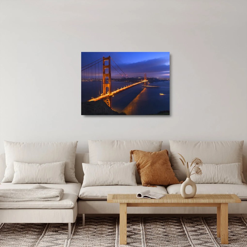 Tablou pe sticlă - Podul Golden Gate (70x50 cm)
