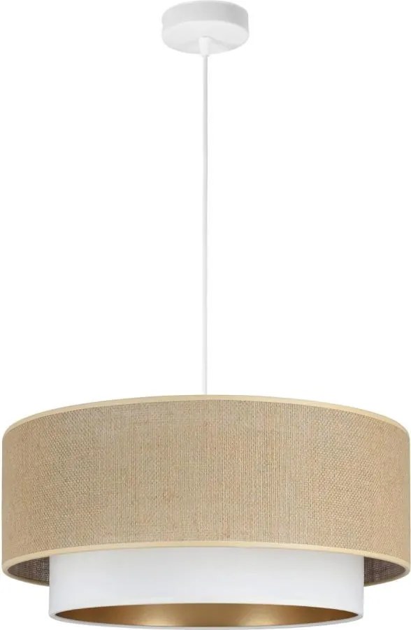 Pendul SARTA pe cablu, 1xE27/60W/230V, Ø 45 cm, alb/iută