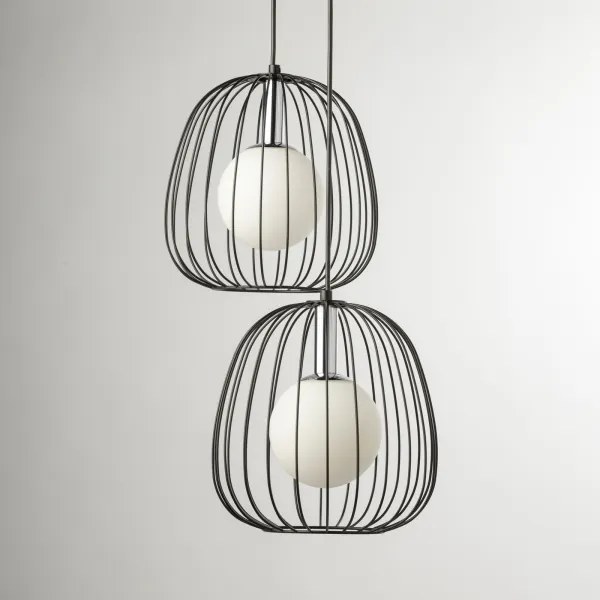 Lustră pe cablu BELL 2xG9/12W/230V negru/crom lucios