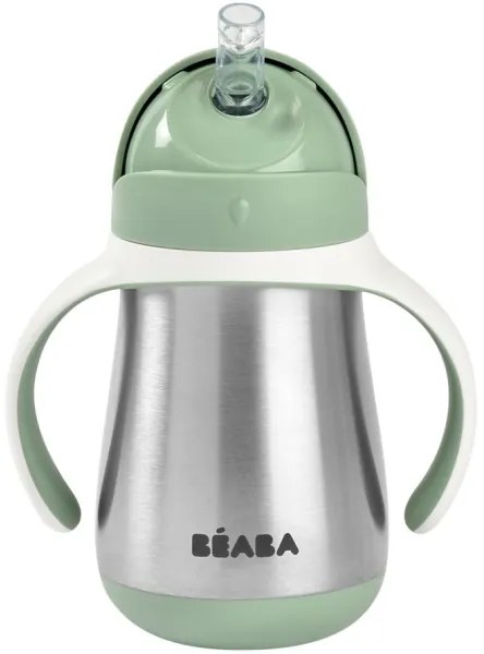 Beaba - Cană termoizolantă cu pai 250 ml, verde