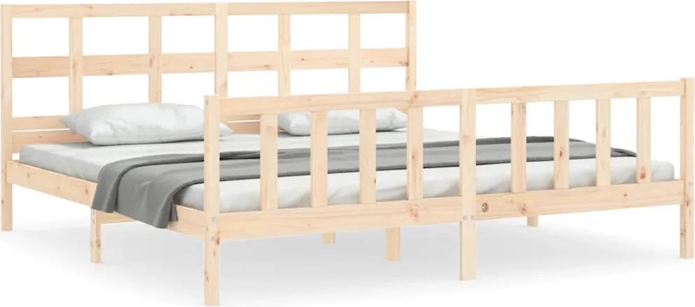 vidaXL Cadru de pat fără saltea, 200x200 cm, lemn masiv pin