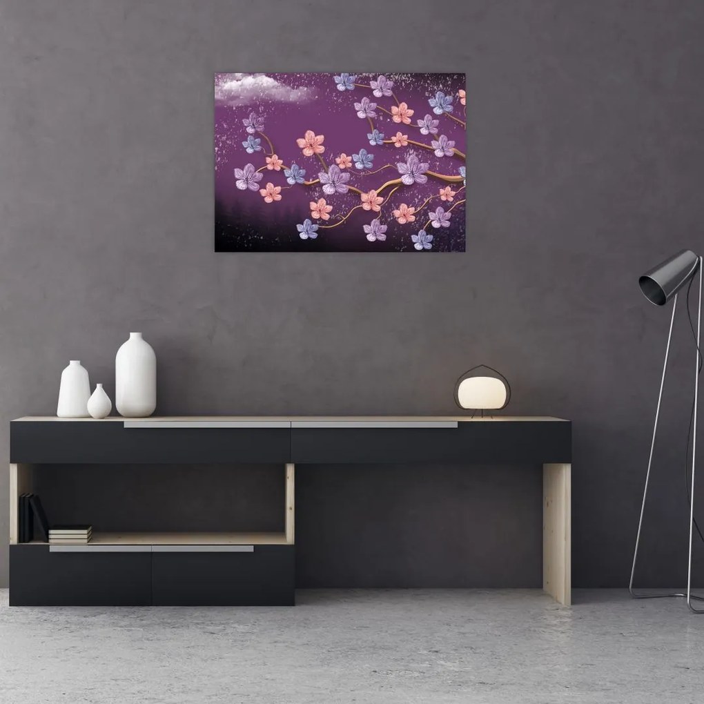 Tablou pe sticlă - Amurg de primăvară (70x50 cm)