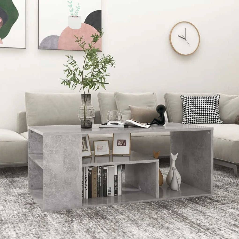 vidaXL Măsuță de cafea, gri beton, 100x50x40 cm, lemn prelucrat