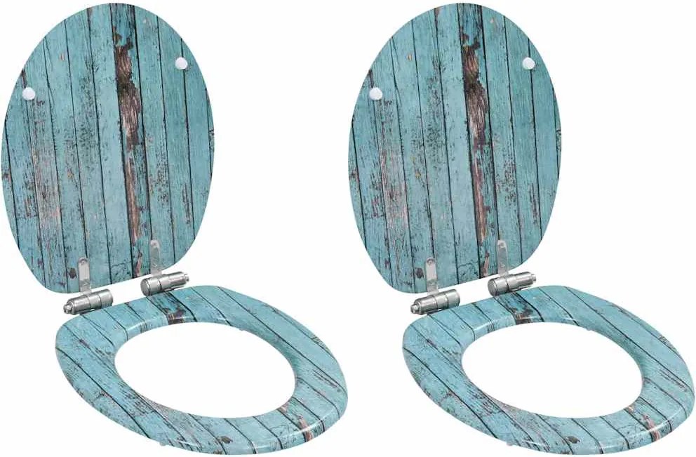 vidaXL Capace WC închidere silențioasă, 2 buc., MDF, design lemn vechi