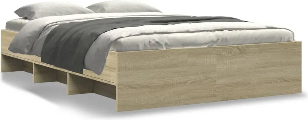 vidaXL Cadru pat fără saltea stejar sonoma 120x190 cm, lemn prelucrat