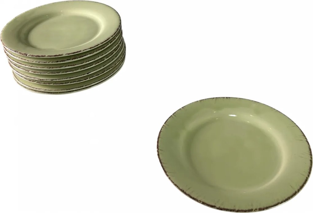 Farfurie Desert Glaze Verde-Lemon 20cm (glazurat manual)