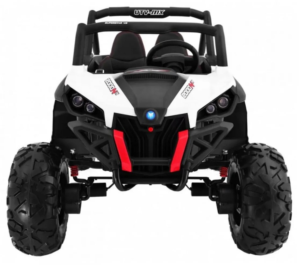 Masinuta Electrica cu acumulator pentru copii NOVOKIDS™ Buggy UTV , 2 locuri, 3-12 ani , max 50 kg , 2 Baterii de 12V, Lungime 124 cm, Alb cu Negru