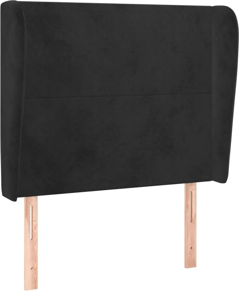 vidaXL Tăblie de pat cu aripioare, negru, 83x23x118/128 cm, catifea