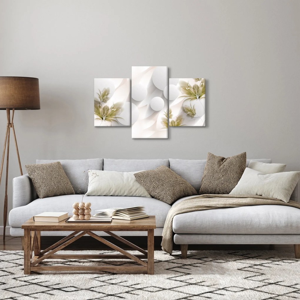 Tablou - 3D cercuri cu flori (90x60 cm)