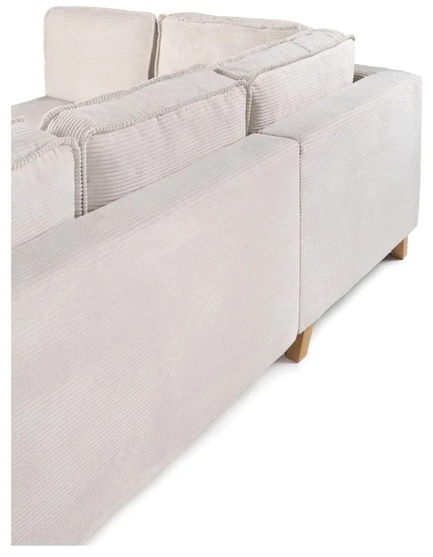 Colțar bej extensibil cu tapițerie din catifea reiată (cu colț pe partea stângă ) Tori – Bonami Selection