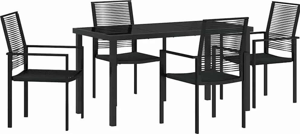 vidaXL Set de masă pentru grădină 5 pcs Negru