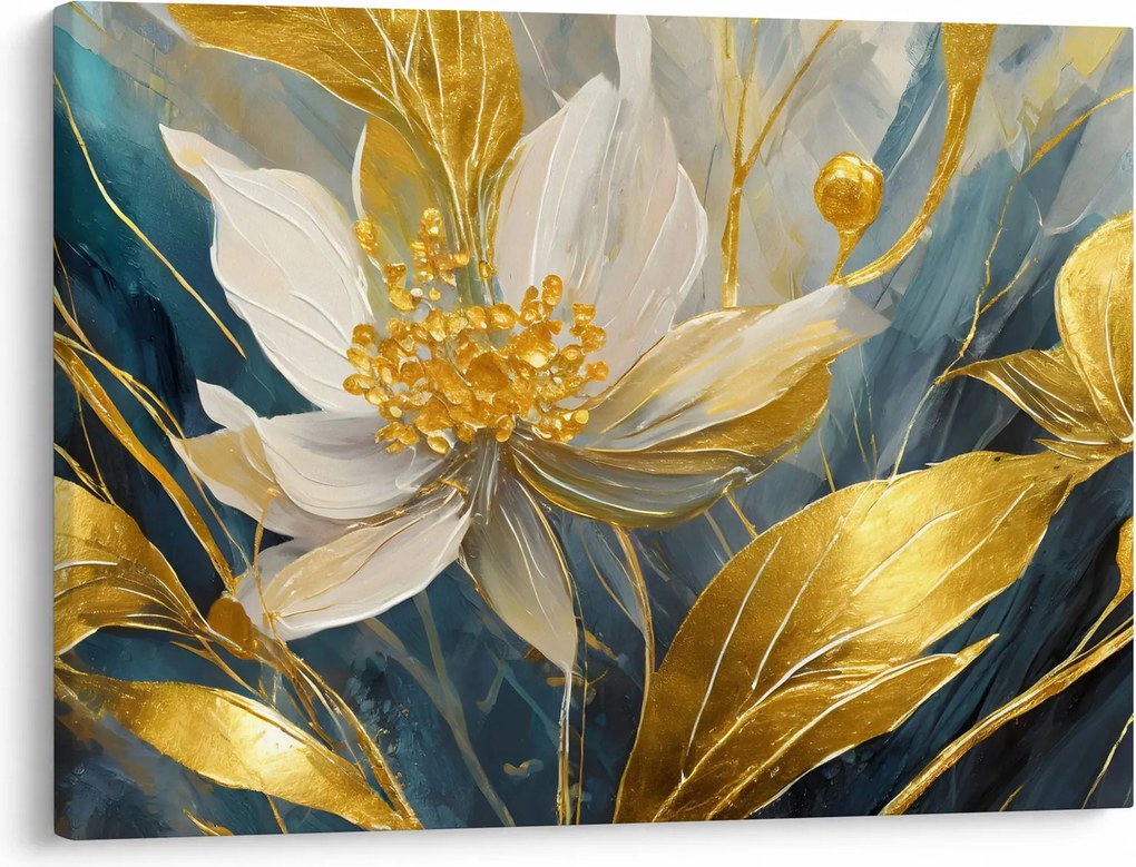 Tablou - Pictura de flori de aur (70x50 cm)