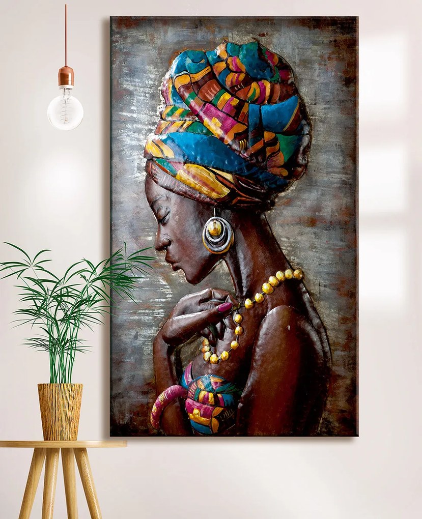 Tablou lucrat manual MALEIKA, metal, 120x80x6 cm