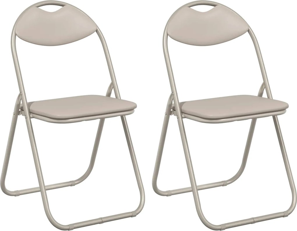 vidaXL Scaun pliant 2 pcs Nisipiu 48 x 43,5 x 81 cm Piele artificială
