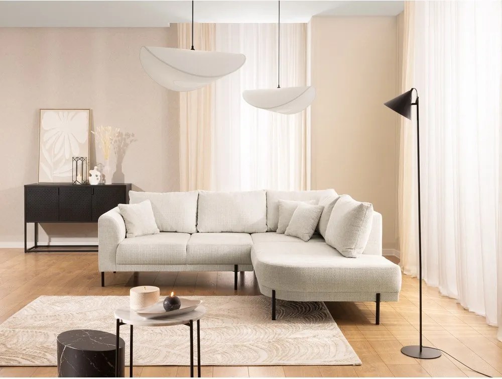 Colțar bej cu tapițerie din chenille (cu colț pe partea dreaptă/în formă de ”L”) Mauris – Ropez