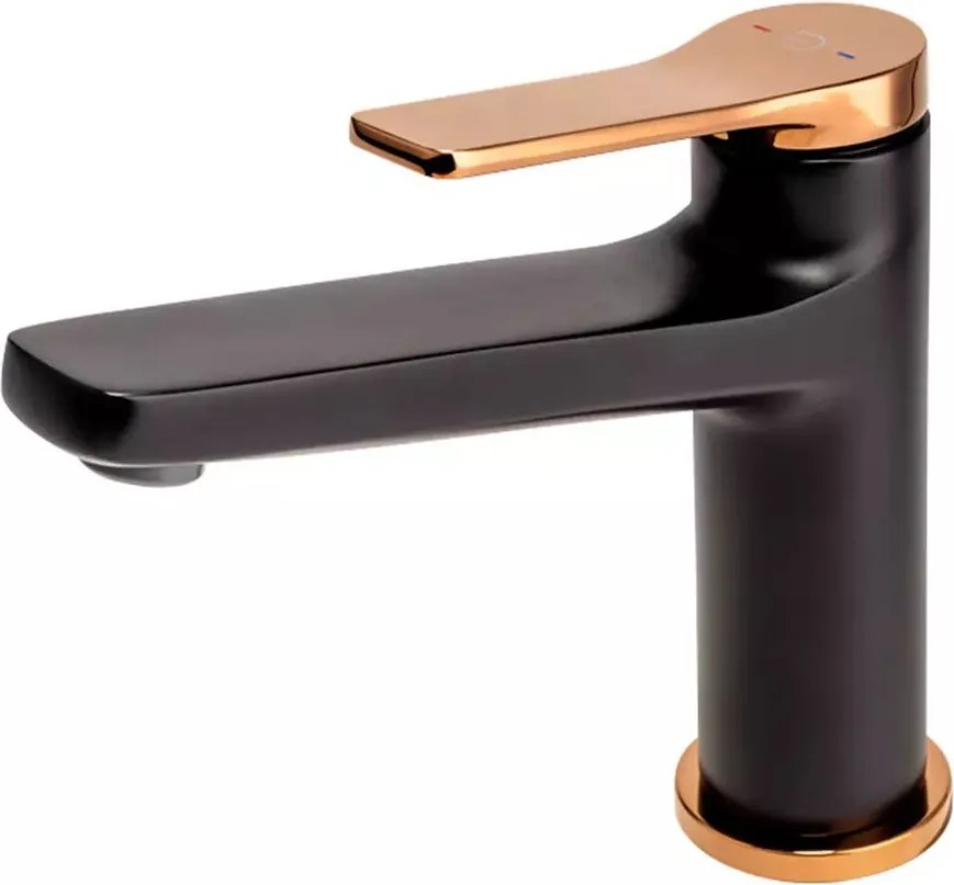 Baterie lavoar FDesign Seppia monocomanda negru - rose gold