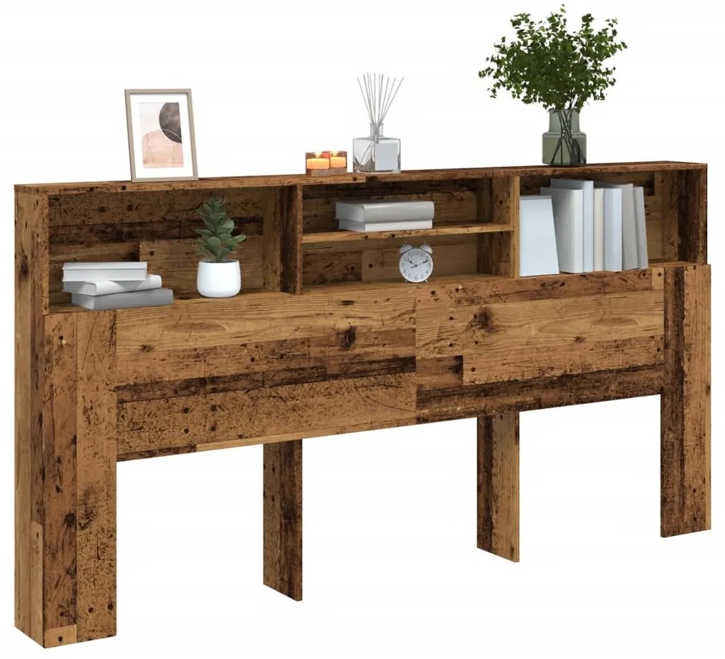 vidaXL Tăblie pat cu dulap, lemn vechi 200x19x103,5 cm lemn prelucrat