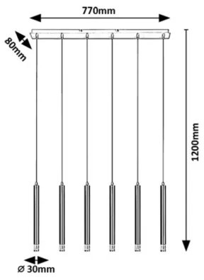 Lustră pe cablu Rabalux 72362 RAMIRA 6xG9/5W/230V negru