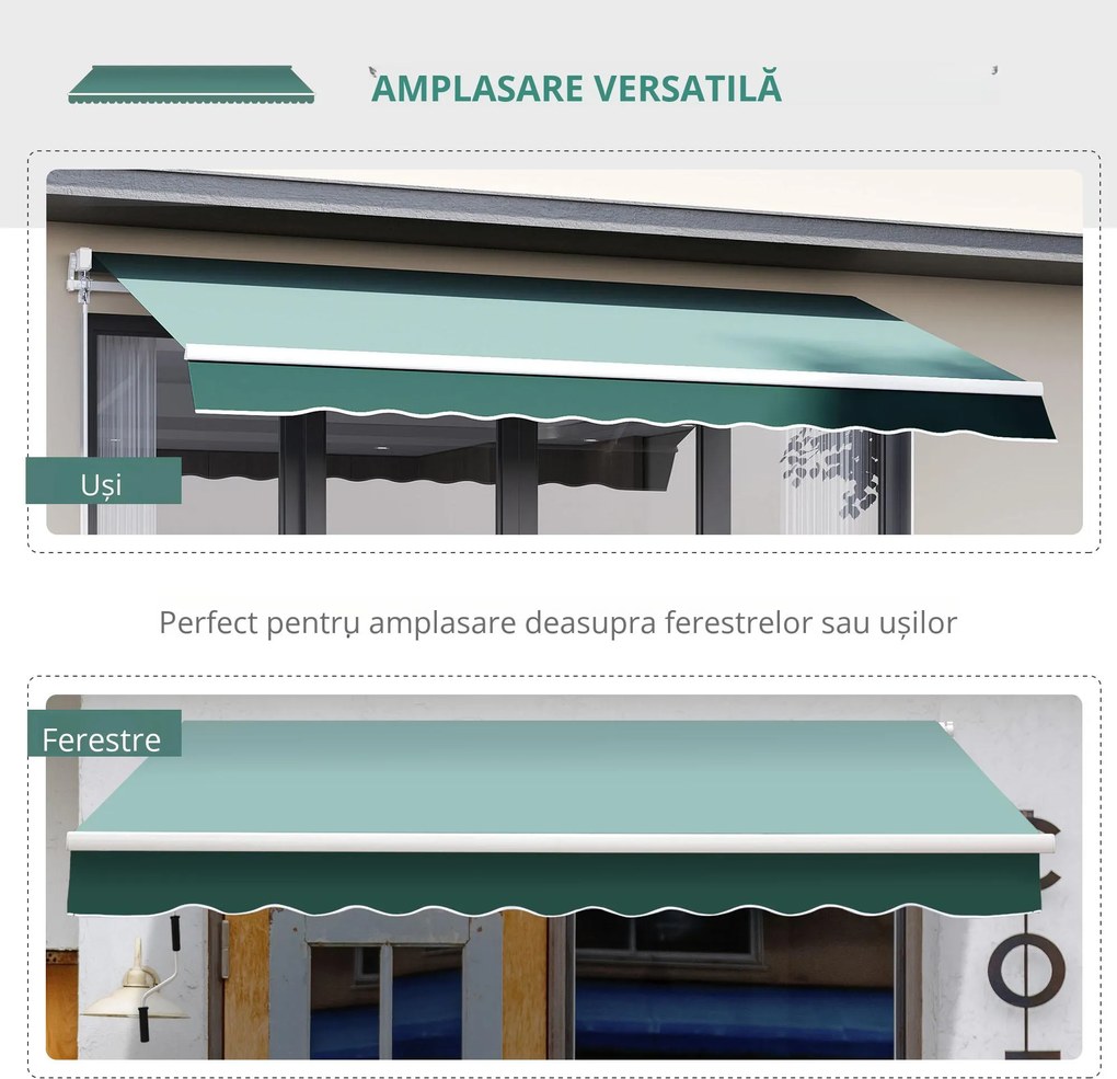 Perdea Rulou Manuală Verde, Protecție UV și Intimitate, 2.5x2m | Aosom Romania