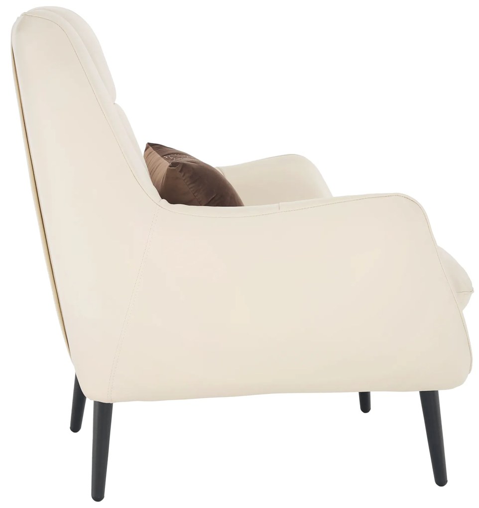 Fotoliu design, piele / piele ecologică, crem / negru, LINSY