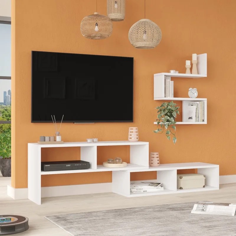 Set mobilier living Kakomo, Pako World, Alb, 170x29x43 cm