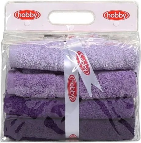 Set 4 prosoape din bumbac Rainbow Violet, 50 x 90 cm, violet