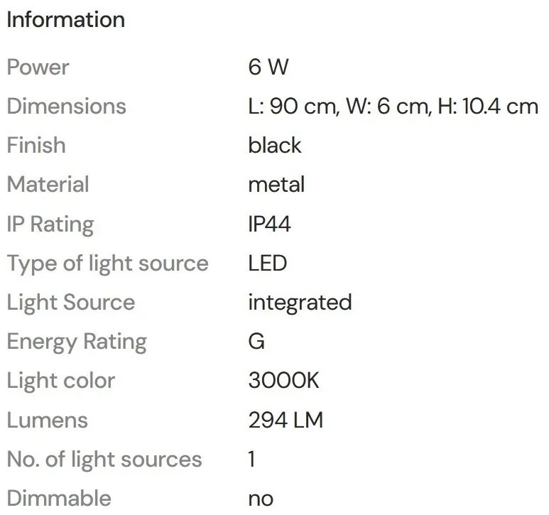 Aplica de perete LED iluminat baie IP44 Tampa 90cm
