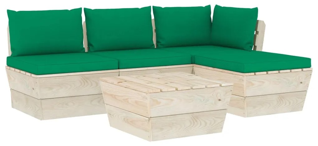 3063461 vidaXL Set mobilier grădină din paleți cu perne, 5 piese, lemn molid