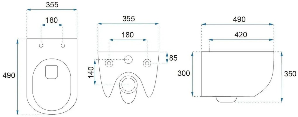 Vas WC suspendabil Rea Carlo Mini Tornado NF negru mat