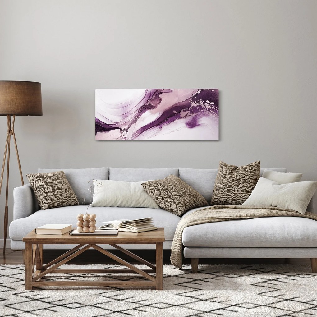 Tablou - Artă fluidă violet (120x50 cm)