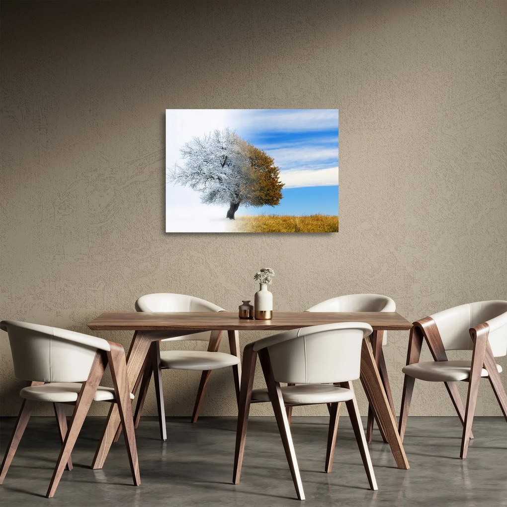 Tablou pe sticlă - Schimbarea anotimpurilor (70x50 cm)