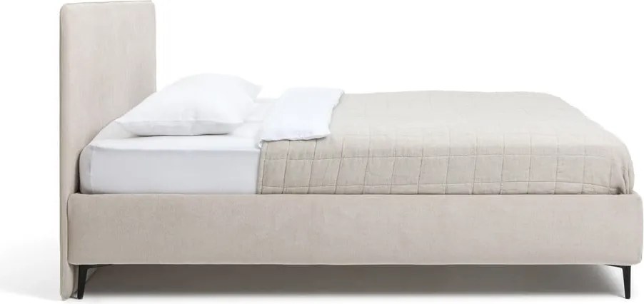 Pat dublu tapițat bej cu saltea și somieră 180x200 cm Noira Slim - Bonami Selection