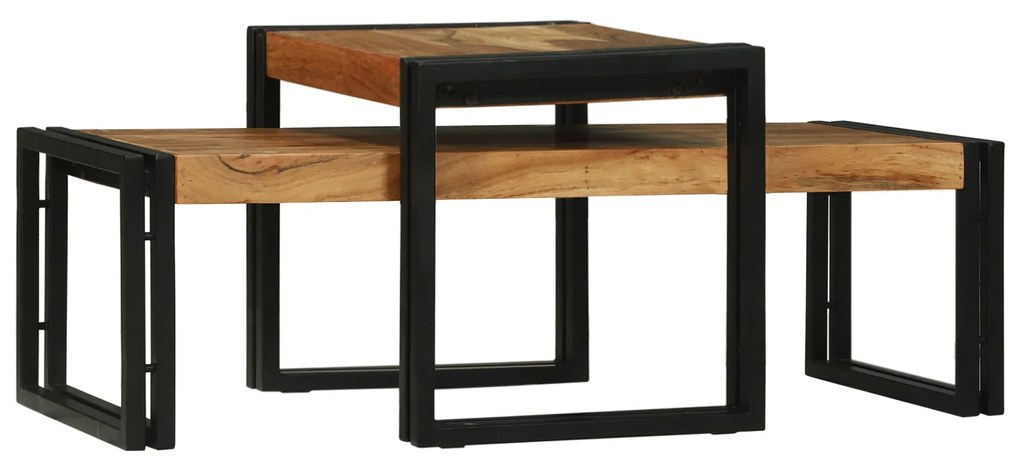 vidaXL Masă de cafea 2 pcs Maro 48 x 40 x 40 cm lemn masiv de acacia