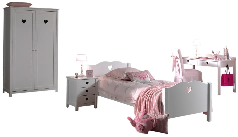 Set Mobilier Cameră Copii AMORI, 4 Piese, Alb, Stil Romantic – Vipack