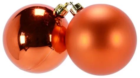 Set 2 globuri de Craciun 100mm metalizat si satinat portocaliu