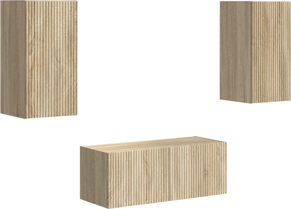 vidaXL Set comodă TV Pe perete 6 pcs Stejar Sonoma Lemn compozit