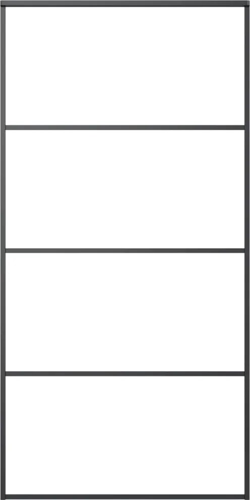 vidaXL Ușă glisantă, negru, 102,5x205 cm, aluminiu și sticlă ESG