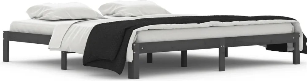 vidaXL Cadru de pat, gri, 200x200 cm, lemn masiv de pin