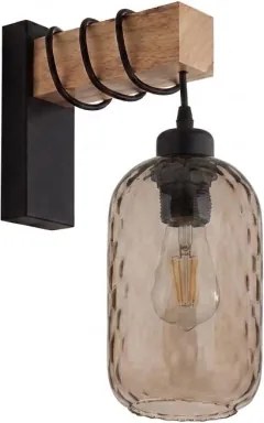 Brilagi - Aplica de perete WOOD GLASS 1xE27/60W/230V pin/negru/maro fumuriu